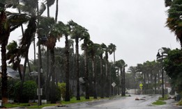 The street is empty in a neighborhood of St. Pete Beach as the winds from Hurricane Ian arrive on Wednesday. 