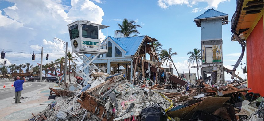 Recovery efforts are underway Saturday, October 15 on Fort Myers Beach, Florida. Hurricane Ian made landfall on Sept. 28, 2022. 