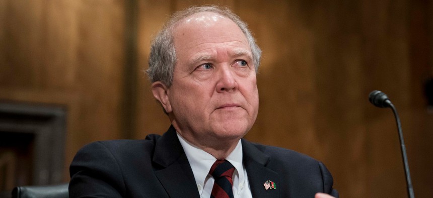 John Sopko, special inspector general for Afghanistan reconstruction, testifies before the Senate Homeland Security and Governmental Affairs Committee in February 2020. 