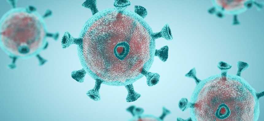 A 3-D rendering of the coronavirus. 