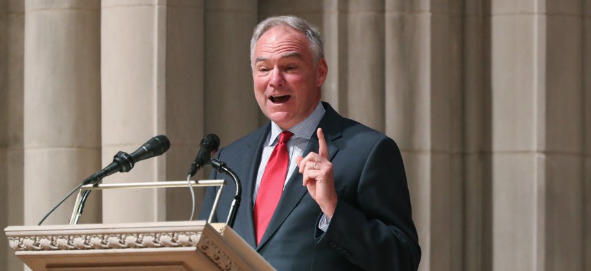 Sen. Kaine, pictured here on June 23, 2021, has been at the center of efforts to pass the Preventing a Patronage System Act.