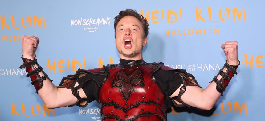 Elon Musk attends Heidi Klum's 2022 Hallowe'en Party on October 31, 2022 in New York City. 