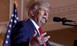 Donald Trump speaks during an event at his Mar-a-Lago home on November 15.