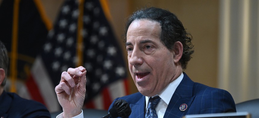Rep. Jamie Raskin, D-Md., speaks as the House Select Committee to Investigate the January 6th Attack on the U.S. Capitol meets for its final session on Dec. 19, 2022 in Washington, D.C. 