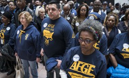 Members and supporters of the American Federation of Government Employees (AFGE) participate in a 