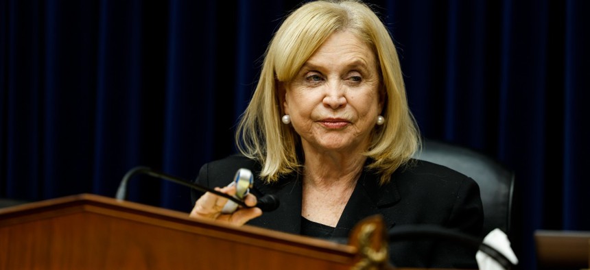Rep. Carolyn Maloney, D-N.Y., speaks during a House Oversight and Reform Committee hearing in December 2022. 