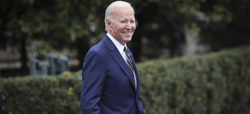 President Biden leaves the White House on Jan. 19, 2023 to travel to California to view damage caused by recent storms.