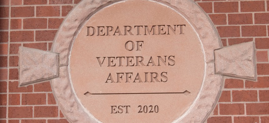 The Department of Veterans affairs logo on its building in Anoka, Minn. VA will focus all of its initial efforts solely on where it is currently falling short and should therefore build and expand capacity.