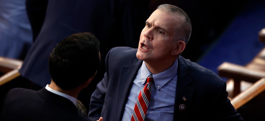 Rep. Matt Rosendale, R-Mont., on the House floor on the fourth day of voting to elect a House Speaker at the start of the current session of Congress.