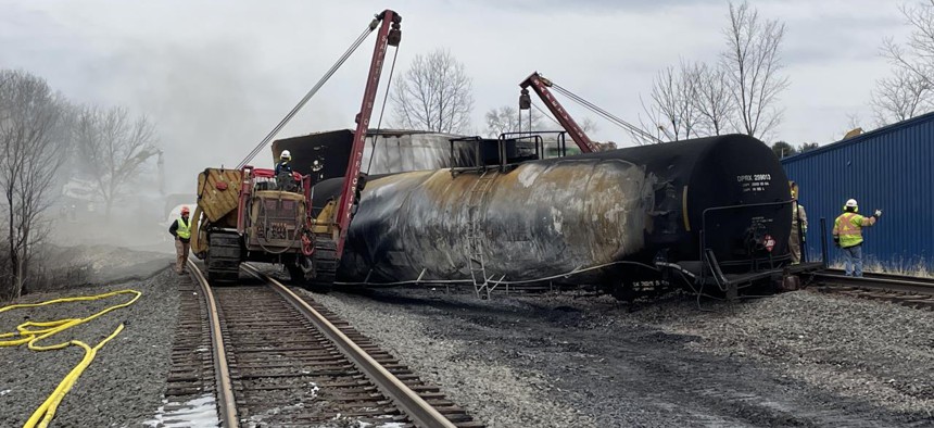The train derailment happened on Feb. 3 in which 38 cars derailed, including 11 containing hazardous materials.