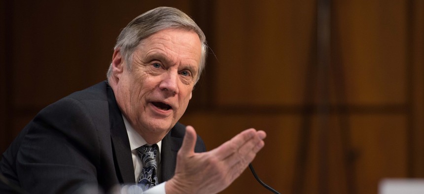 Robert Hale testifies during the Senate Armed Services Committee hearing in Washington March 5, 2013.