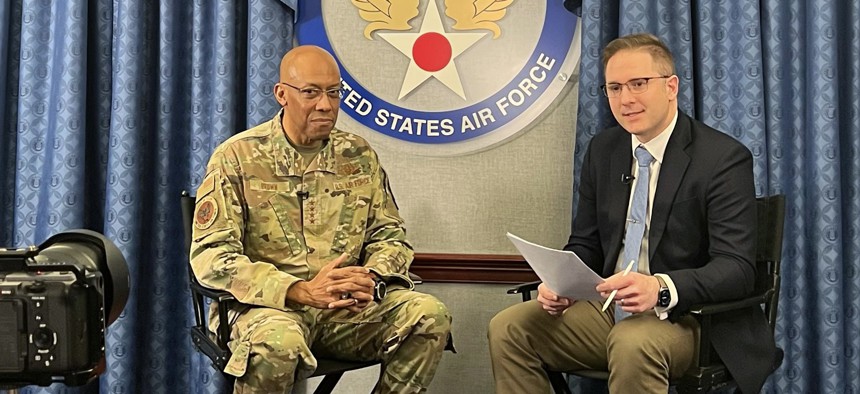 Air Force Chief of Staff Gen. Charles Q. Brown and Defense One's Marcus Weisgerber