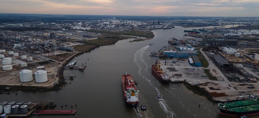 The Houston Ship Channel in February. A lawsuit filed by a group of environmental groups says the Environmental Protection Agency has failed to update its standards that control how much pollution industry can discharge into waterways.