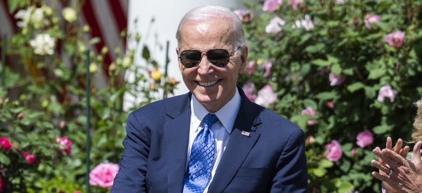 President Joe Biden at an event in the White House Rose Garden on April 24, 2023. On Tuesday he announced his relection bid for the presidency. 