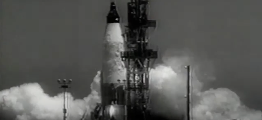 NASA's MA-3 rocket lifting off in April 1961.