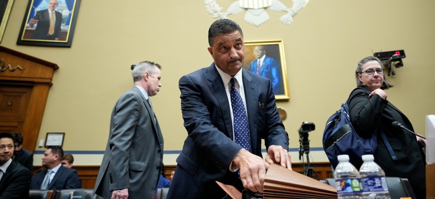 DHS Inspector General Joseph Cuffari arrives for a House Oversight Subcommittee on National Security, the Border, and Foreign Affairs hearing on June 6.