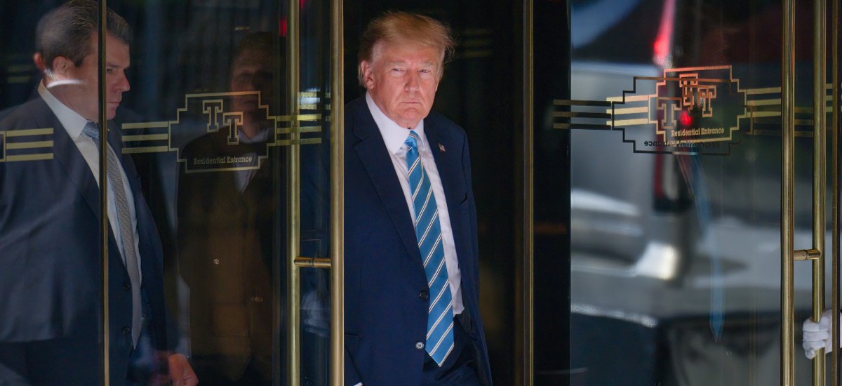 Former President Trump leaves his apartment in New York on May 31. 