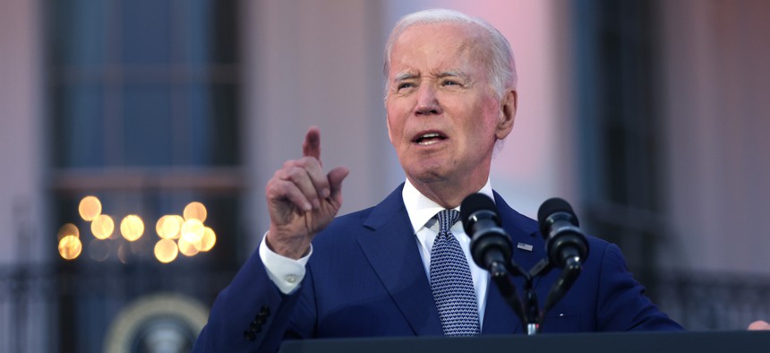 resident Joe Biden speaks during a screening of the film “Flamin’ Hot” on the South Lawn of the White House on June 15, 2023. The president announced his reelection bid in April.