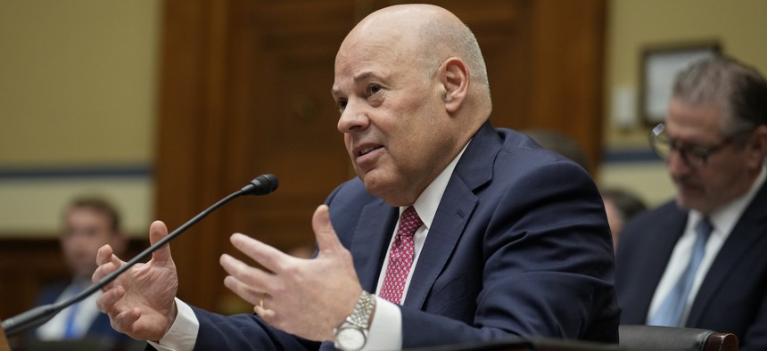 Postmaster General Louis DeJoy testifies during a hearing on Capitol Hill on May 17, 2023. The Postal Regulatory Commission told USPS it must maintain some level of review over its business plan. 