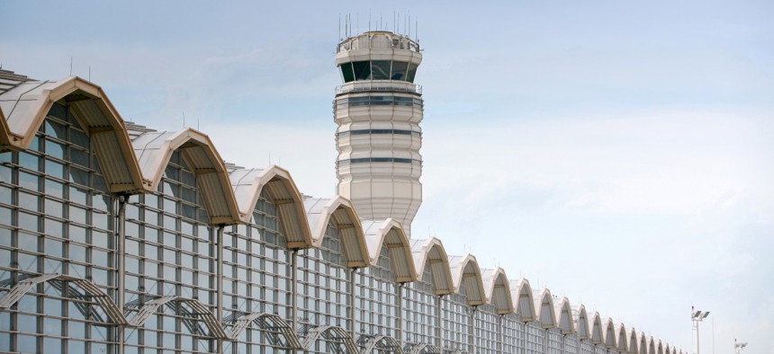 The control tower at Ronald Reagan National Airport. FAA is near or exceeding its staff capacity. 