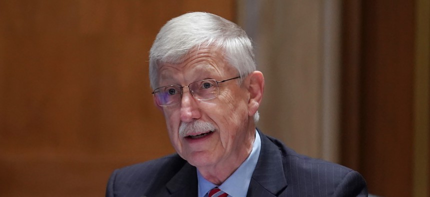National Institutes of Health Director Dr. Francis Collins testifies before a Senate Appropriations Subcommittee on May 26, 2021 in Washington, D.C.