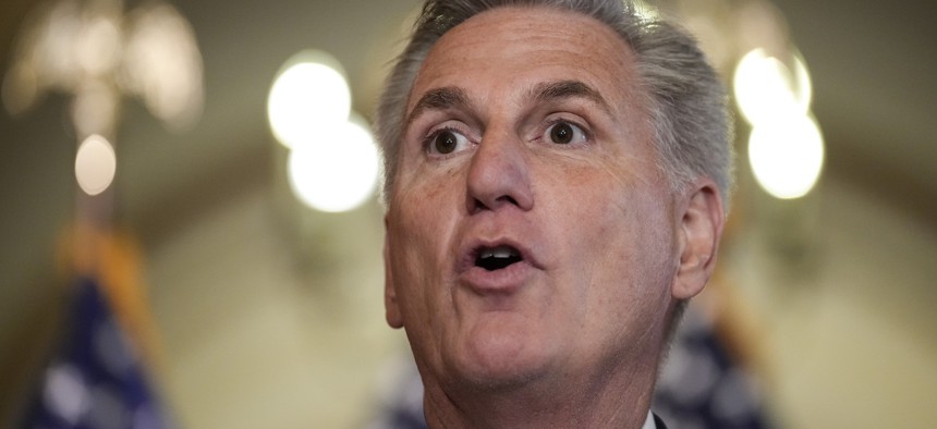 House Speaker Kevin McCarthy, R-Calif., speaks to reporters at the U.S. Capitol on July 27, 2023. Many in the GOP caucus are hoping to use findings from various investigations as a basis to impeach President Biden.