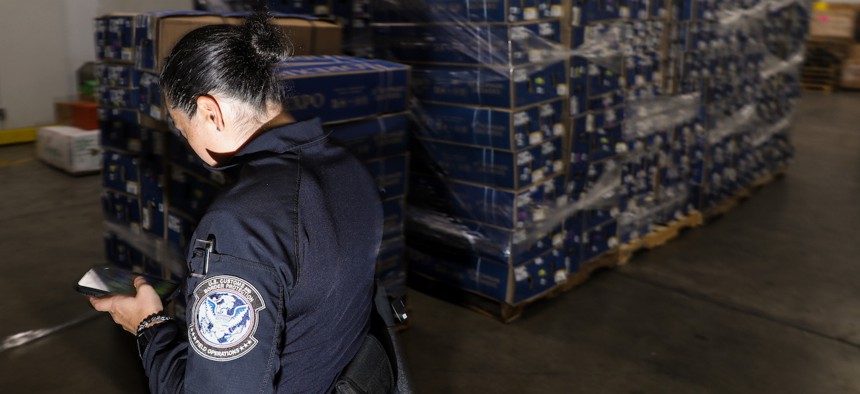 Pallets of imported flowers wait to be inspected by Customs and Border Protection agriculture specialists, at Gourmet Trading, in Redondo Beach, Calif., on May 10, 2023. Complainants said pregnant employees at the agency were treated differently than others who went on temporary status.