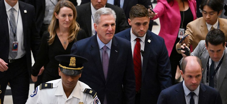 Speaker of the House Kevin McCarthy, R-Calif., was ousted from his post on Oct. 3, 2023. For the first time in its 234-year history, the House backed a resolution "to vacate the office of the speaker" with a 216-210 vote setting the stage for an unprecedented contest to replace McCarthy a year before the presidential election.