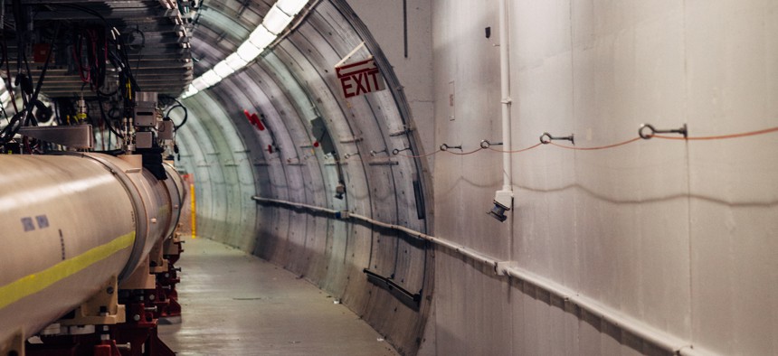 Rings of the Relativistic Heavy Ion Collider are shown here in the tunnel at Brookhaven National Laboratory on July 21, 2019. Brookhaven, located in Upton, N.Y., is among 10 of the national laboratories overseen by the Energy Department’s Office of Science 