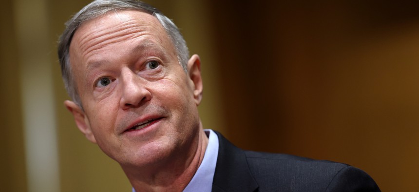 Former Gov. Martin O'Malley, D-Md., President Biden's nominee to be the next Social Security Commissioner, testifies during his confirmation hearing before the Senate Finance Committee at the Dirksen Senate Office Building.