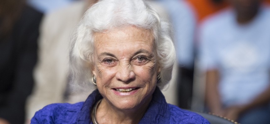 Former Supreme Court Justice Sandra Day O'Connor testifies during a Senate Judiciary Committee hearing in 2012. She retired from the bench  in 2006.