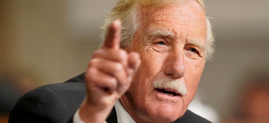 Sen. Angus King, I-Maine, was among several Senate Veterans Affairs Committee members calling for the VA to address gaps in opioid abuse mitigations from third-party providers. 
