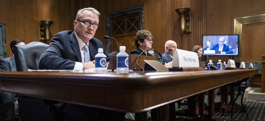 Brian Shepard, then CEO of the United Network for Organ Sharing, testifies during a Senate Finance Committee hearing to examine organizational failures of the U.S.'s organ procurement and transplantation network on Aug 3, 2022.
