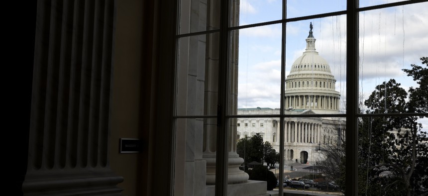 The U.S. Capitol Building is seen from a window in the Cannon Office Building on Jan. 29, 2024. Lawmakers are making progress on funding bills for fiscal 2024. 