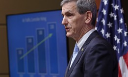 FAA Administrator Mike Whitaker speaks during an event at the Department of Transportation on March 11 to discuss the president's fiscal 2025 budget request. 