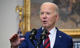 President Joe Biden addresses the Baltimore, Maryland, bridge collapse in the Roosevelt Room of the White House in Washington, DC, on March 26.