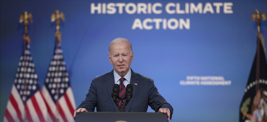President Biden delivers remarks during a climate event at the White House on Nov.14, 2023. 