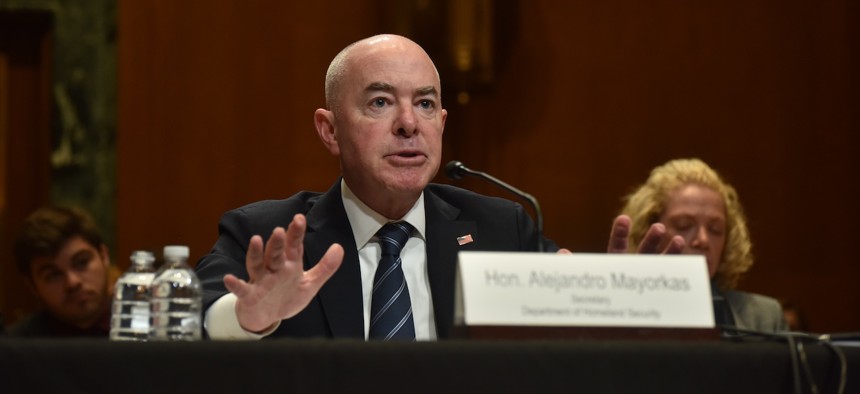 Homeland Security Secretary Alejandro Mayorkas testifies before the Senate Appropriations Subcommittee on April 10, 2024.