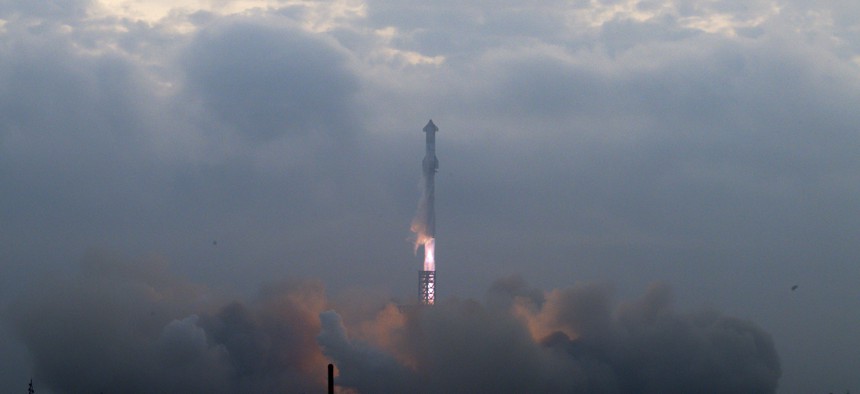 The SpaceX Starship spacecraft lifts off from Starbase in Boca Chica, Texas, on March 14, 2024. 