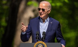 President Joe Biden speaks at Prince William Forest Park on April 22, in Triangle, Virginia.