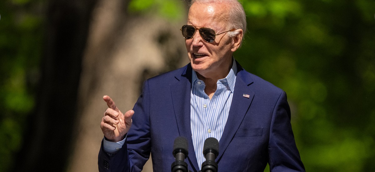 President Joe Biden speaks at Prince William Forest Park on April 22, in Triangle, Virginia.