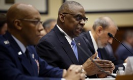 Defense Secretary Lloyd Austin (center) testifies before the House Armed Services Committee on April 30, 2024. Austin did not inform President Joe Biden and other national security officials that he was hospitalized in January.