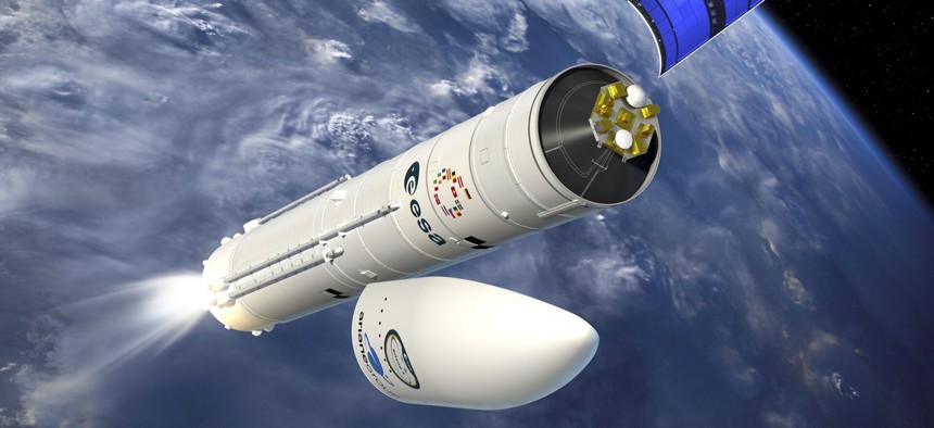 Ariane 6 first flight fairing separation.