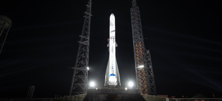 Blue Origin debuts New Glenn on launch pad in early 2024.