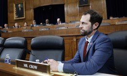 Rep. Jason Crow, D-Colo., listens during a congressional hearing in March. Crow, who represents Aurora, has previously raised concerns about staff morale at the investigated VA facility.