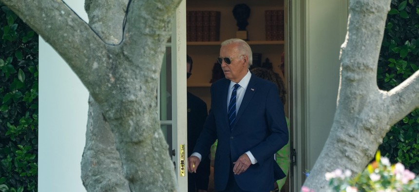 President Biden departing the Oval Office for his waiting helicopter to start a trip to Las Vegas for campaign events last week. On July 21, he ended his reelection campaign.