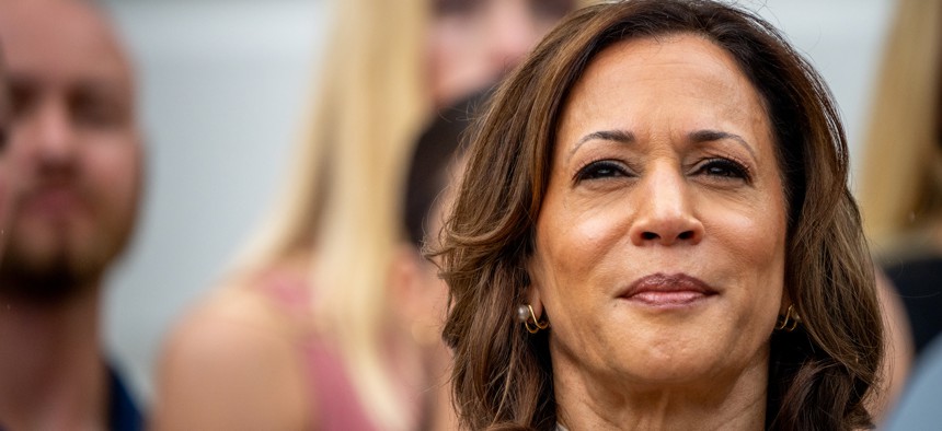 Vice President Kamala Harris attends an NCAA championship team's celebration at the White House on July 22, 2024. President Joe Biden ended his campaign for a second term after weeks of pressure from fellow Democrats to withdraw and just months ahead of the November election, throwing his support behind Harris.