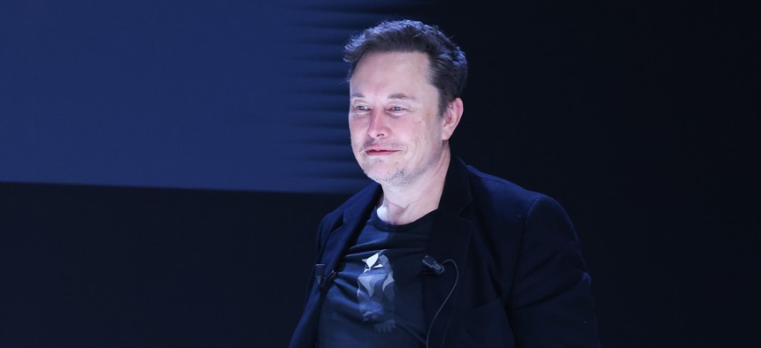 CANNES, FRANCE - JUNE 19: Elon Musk attends 'Exploring the New Frontiers of Innovation: Mark Read in Conversation with Elon Musk' session during the Cannes Lions International Festival Of Creativity 2024 