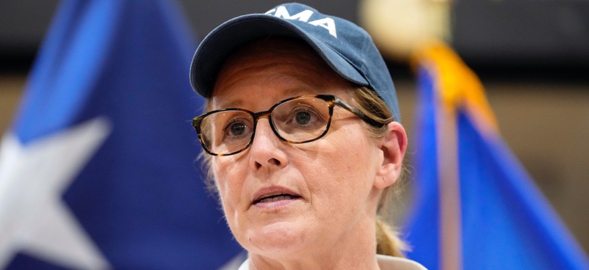 FEMA Administrator Deanne Criswell speaks at a press conference with Houston elected officials regarding recovery and assistance on May 21, 2024.