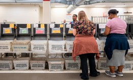 Service Center employees sort and process mail at an IRS processing facility on Sept. 6 in Austin, Texas. IRS' workforce generally became more diverse between fiscal years 2013 and 2022.